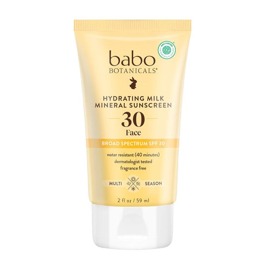 Babo Botanicals Hydrating Milk Mineral Sunscreen SPF 30 with Dewy Finish – Lightweight Zinc Oxide Daily Face Sunscreen for Sensitive Skin – EWG Verified – Broad Spectrum UVA/UVB Protection