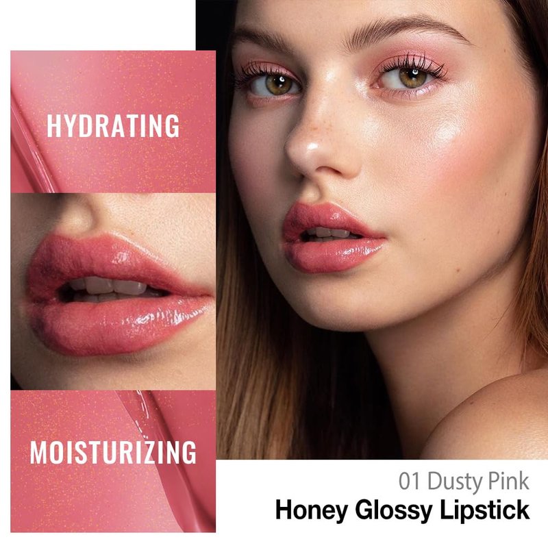 Pink Honey Lipstick - Tinted Lip Balm for Women | Moisturizing Hydrating Lip Gloss Stain in Dusty Pink - 1Pc