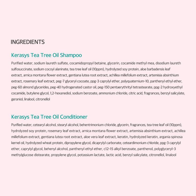 Kerasys Hair Clinic Tea Tree Oil 33.8 fl oz / 1L (Shampoo + Conditioner Set)