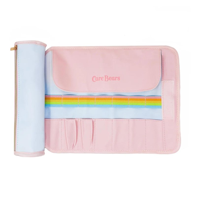 Impressions Vanity 6 PCs Care Bears Dreamland Makeup Brush Set with Makeup Case, Aluminum Ferrule Handle Soft Bristles Makeup Brushes for Foundation, Face Powder, Eye Shadow and Liner Application