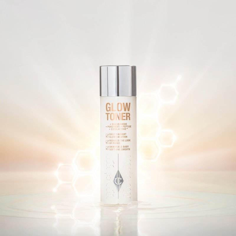 Charlotte Tilbury Glow Face Toner Mini - Exfoliating Toner for Oily Skin - Helps to Reduce the Appearance of Pores, Hydrate & Plump Skin - Delicately Scented with Rose & Lemon (30ml)