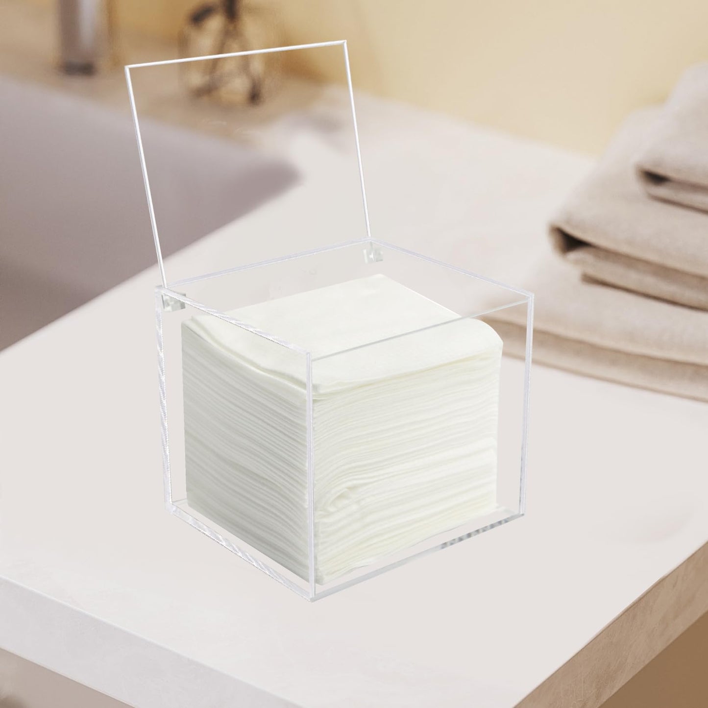 Watpot Disposable Face Towel Holder Storage Box Acrylic Facial Towels Container