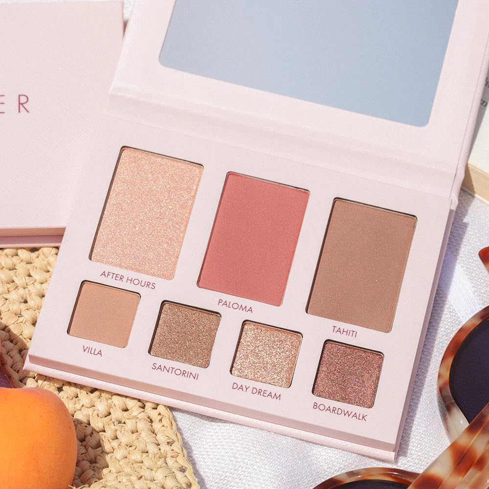 Wander Beauty Getaway Eye & Face Palette - Island Hop | Full Face Makeup with Vitamin E - 4 Shadows, Highlighter, Blush, Bronzer - Medium/Dark