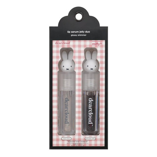 dearcloud Miffy Lip Serum Jelly Duo - Hydrating Lip Gloss for Women with Hyaluronic Acid, Rosehip & Jojoba Seed Oils- Korean Skin Care pH Color Changing Lip Gloss Set