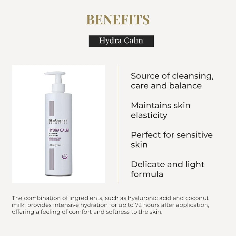 Salerm Facial Cleansing Milk - Hydra Calm for Sensitive Skin | 200 ml, Non-Irritating Makeup Remover