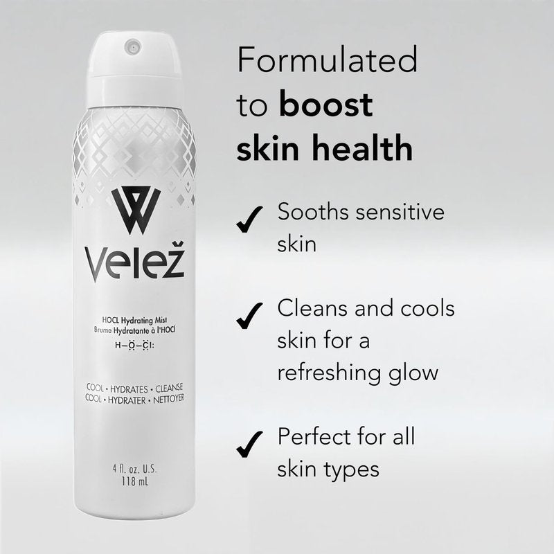 Velež HOCL Hydrating Face Mist, Gentle Facial Spray, Versatile Fusion of Hypochlorous Acid + Pure Water, Refreshes, Soothes & Cleans The Skin, 4 Fl Oz