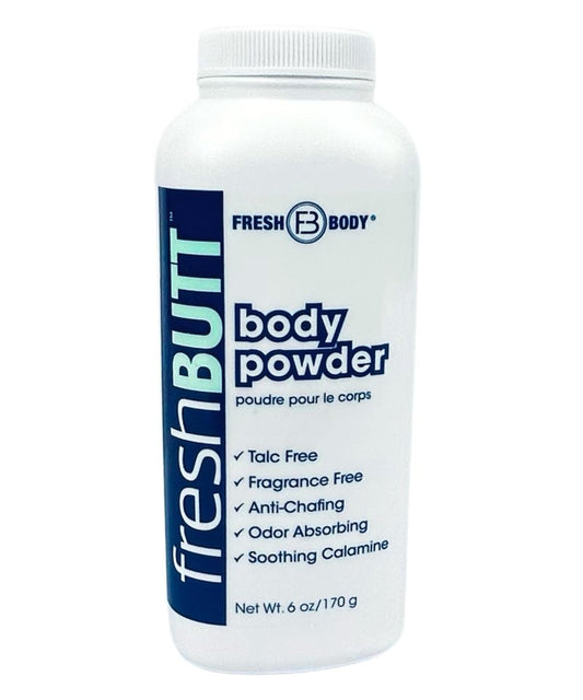 Fresh Butt Body Powder for Men & Women - Talc-Free with Calamine for Friction Fighting, Anti-Chafing, Anti-Itch, Odor & Sweat Absorbing, Unscented, 6oz