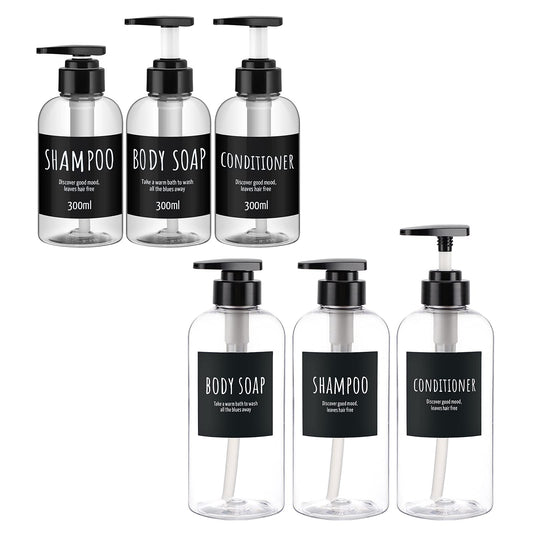 6 Pack Shampoo and Conditioner Bottles, Segbeauty 16.9oz & 10.1oz Refillable Shampoo Bottle for Shower, Shower Bottles Refillable, Large Empty Plastic Bathroom Soap Lotion Shampoo Dispenser Clear