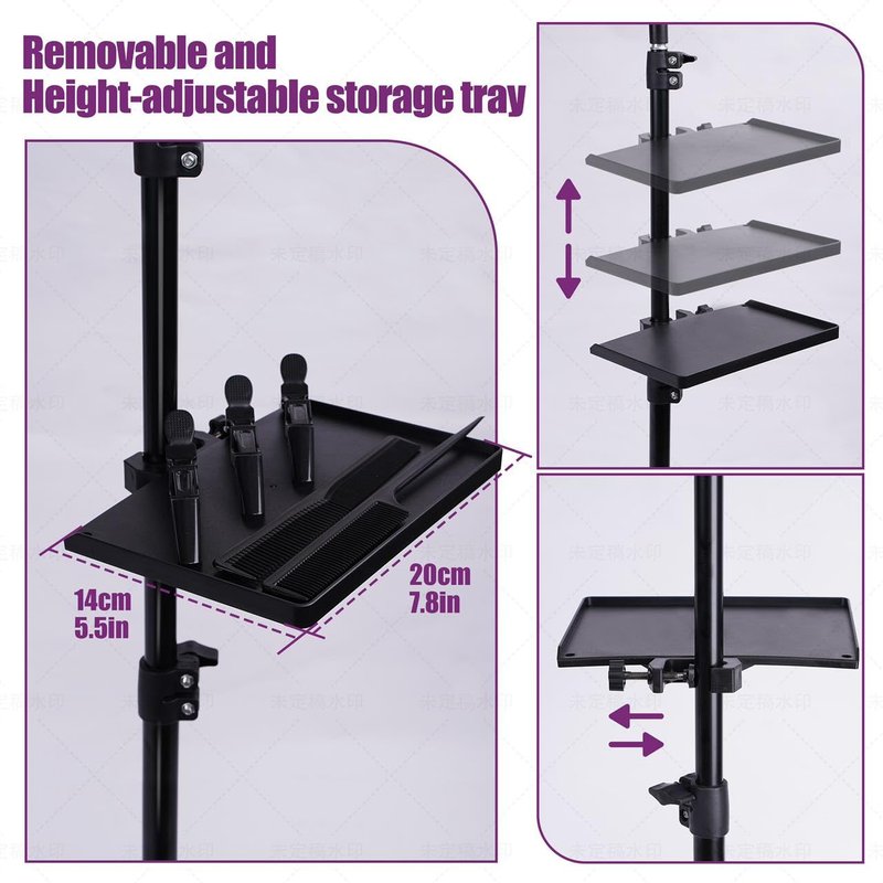 CF Braiding Hair Rack with Detachable Tray, Height Adjustable Braiding Rack 2-sided 144 Pegs Hair Extension Holder, Hair Stand with Storage Bag & Stylist Hair Braiding Accessories for Hair Salon