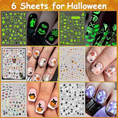 30 Sheets 7 Holiday Nail Art Stickers, Mixed Season Nail Decals Set for All Year, 3D Self-Adhesive Pegatinas U?as Easter 4th of July Halloween Thanksgiving Christmas Valentine's St. Patrick's Day