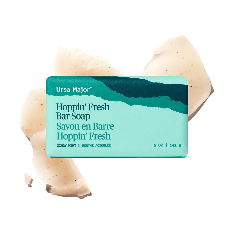 Ursa Major Hoppin' Fresh Bar Soap | Formerly Known As Morning Mojo Bar Soap | Natural, Exfoliating Soap with Peppermint, Eucalyptus and Rosemary | Formulated for Men and Women | 5 ounces