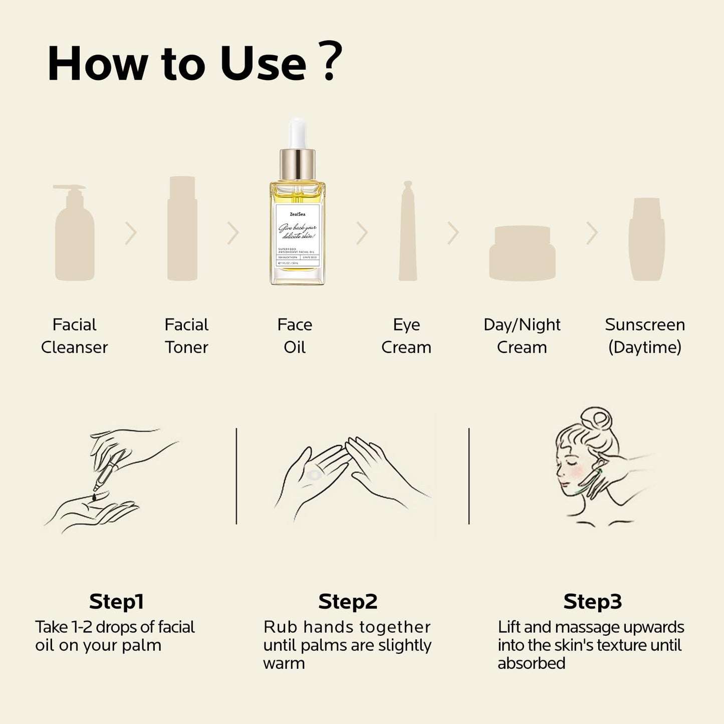 ZealSea Superfood Antioxidant Face Oil: Facial Oil with Antioxidant Rich Plant-Based Oils Hydrating and Smooth Dry Skin Care Gua Sha Massage Skin Therapy Oil for Women Men, 1 Fl Oz (Pack of 2)