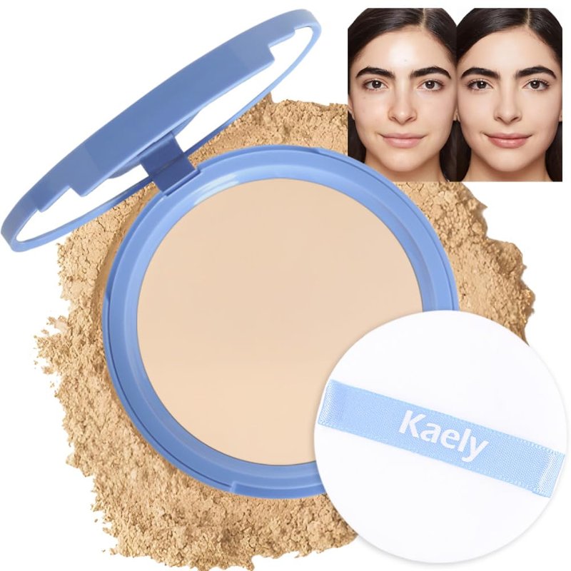 evpct Oil Control Pressed Face Powder Compact for Women, Translucent Setting Powder Makeup Foundation for Women, Waterproof Long Lasting Lightweight, polvo compacto de maquillaje, 220 Sand