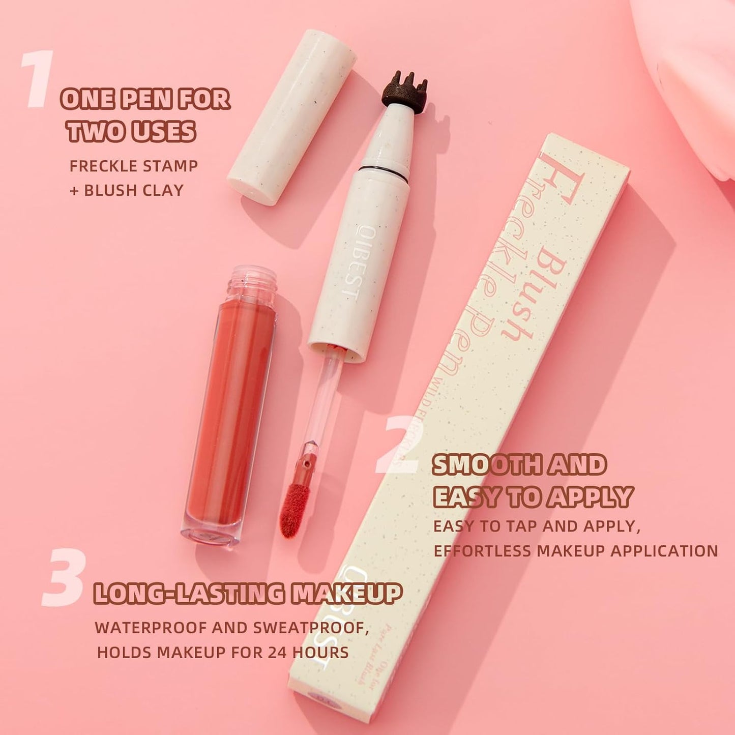 Freckle & Blush Pen Pro Kit - Light Ash Brown Faux Freckle Stamp + Dusty Rose Liquid Blush | Waterproof Natural Finish