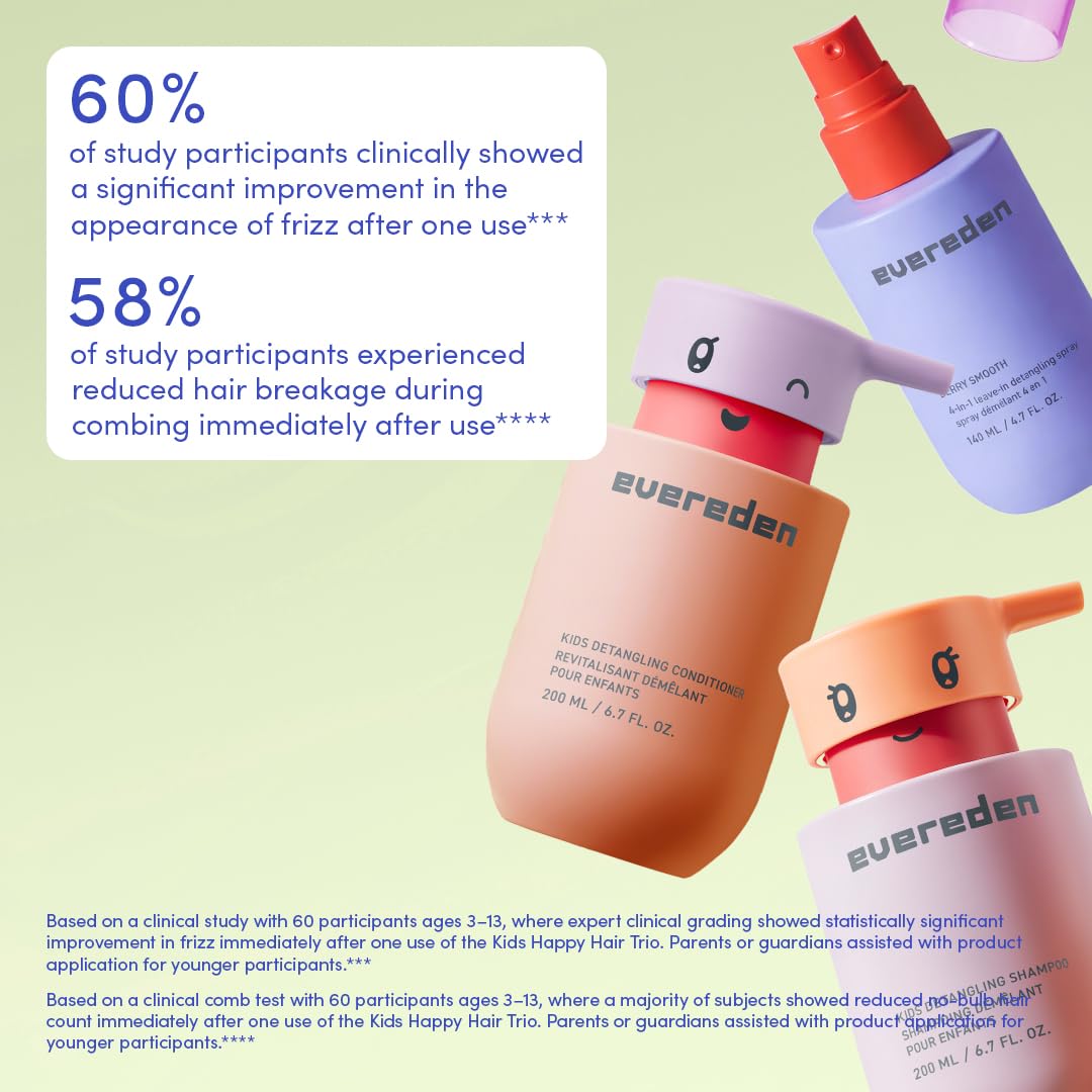 Evereden Kids Haircare Set - Detangling Shampoo & Conditioner | Vegan, Plant Protein Peptides & Argan Oil, Ages 3+