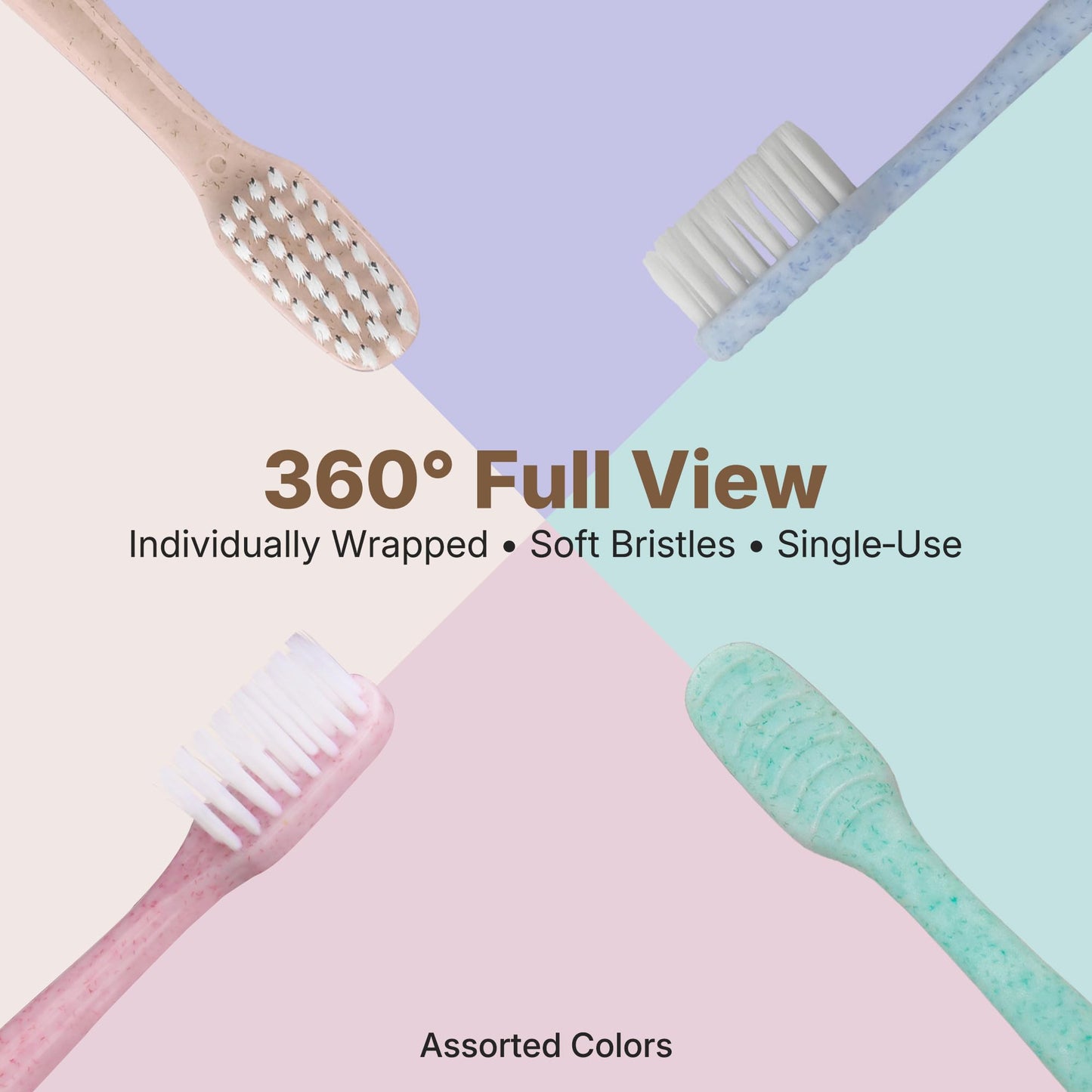 Fresings 100 Pack Premium Disposable Toothbrush with Tongue Scraper – Individually Wrapped Bulk Travel Toothbrushes, Soft Bristles for Guests, Hotel, Vacation Rental, Home & On The Go,4 Colors