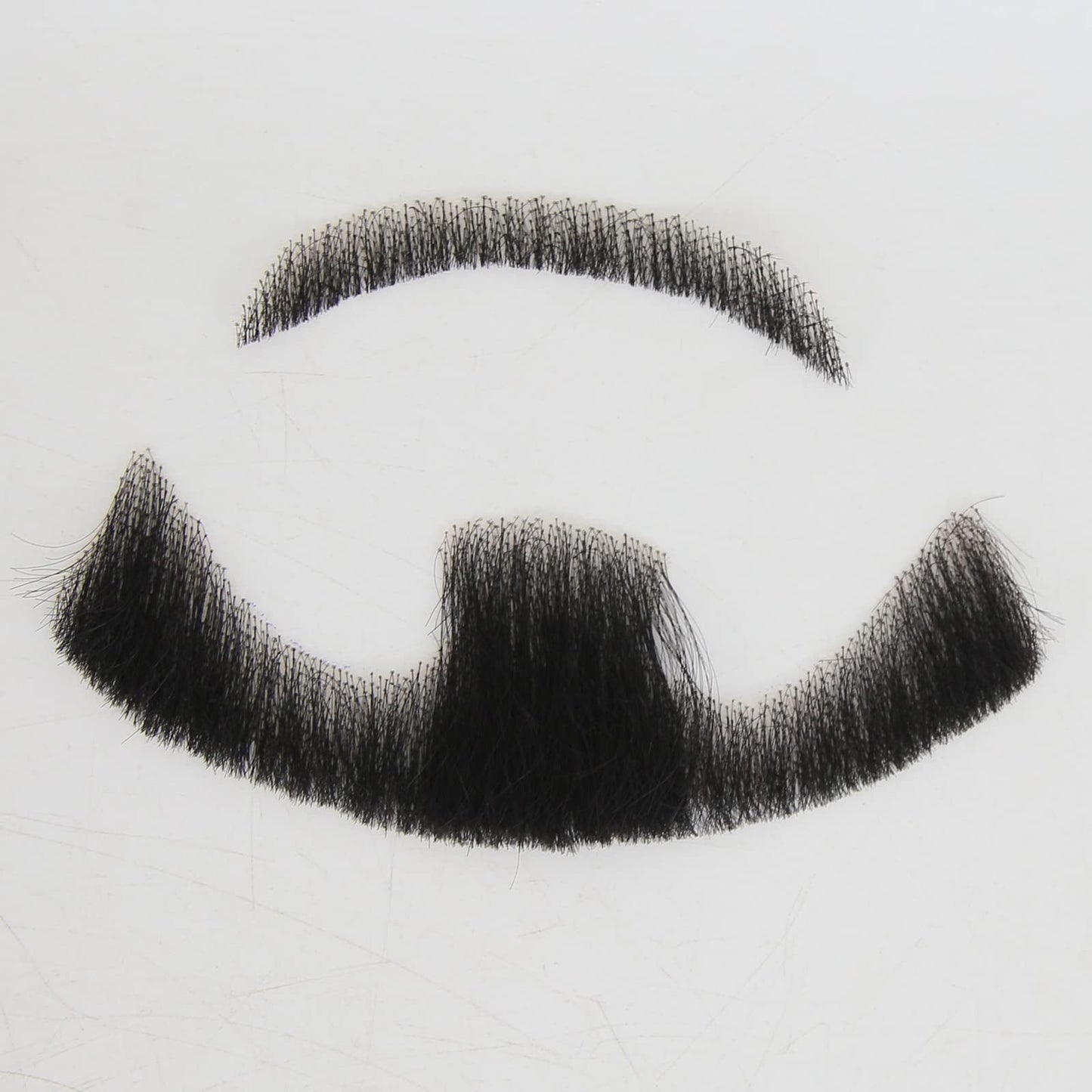 zigzag hair Face Beard Extension Human Hair Mustache Black Costume Fake Beard for Adults Men Realistic Makeup Lace Invisible False Beards (Black, Beard 7)