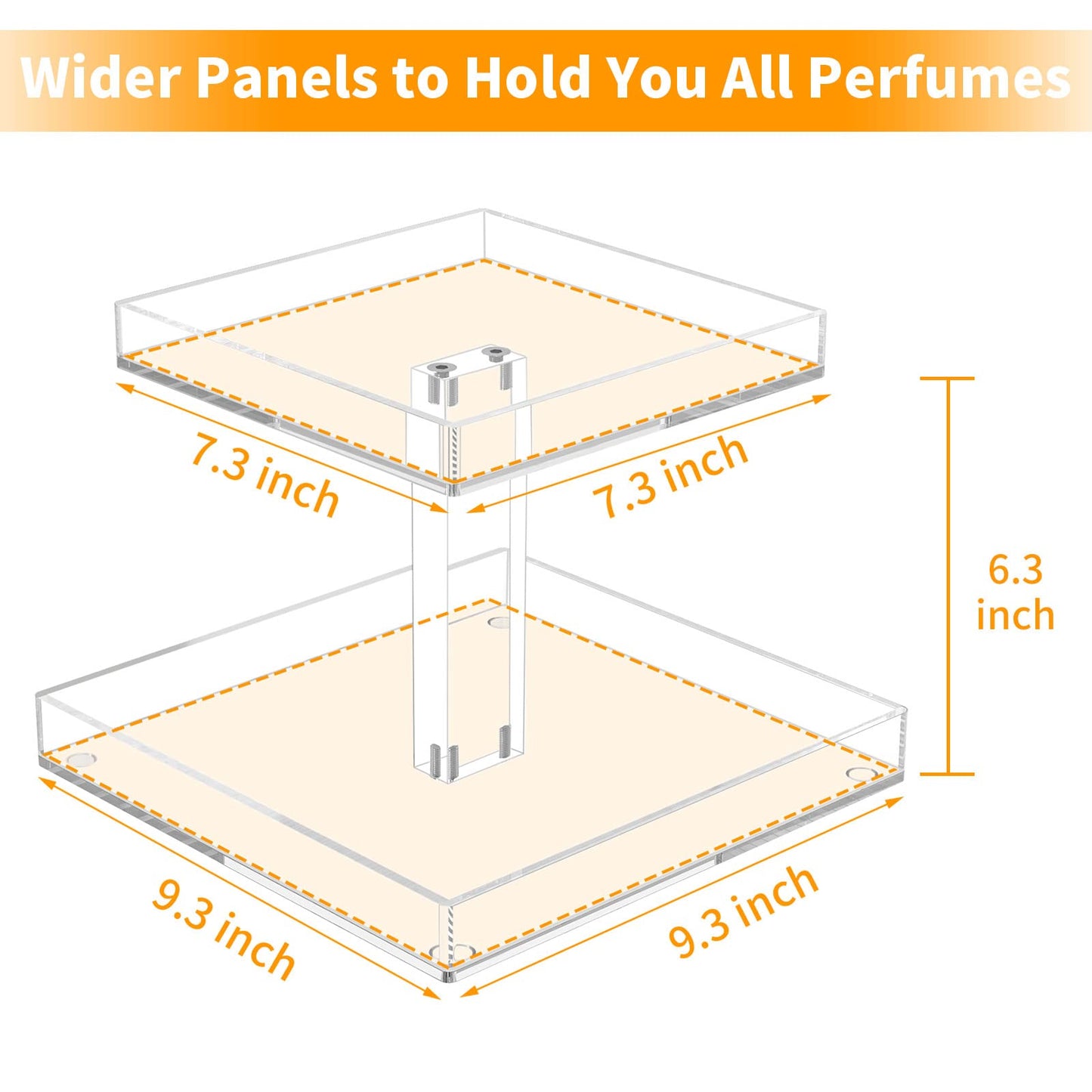 NIUBEE 2-Tier Acrylic Bathroom Cosmetic Storage Organizer for Dresser and Countertop - Standing Perfume Tray for Bedroom Decor