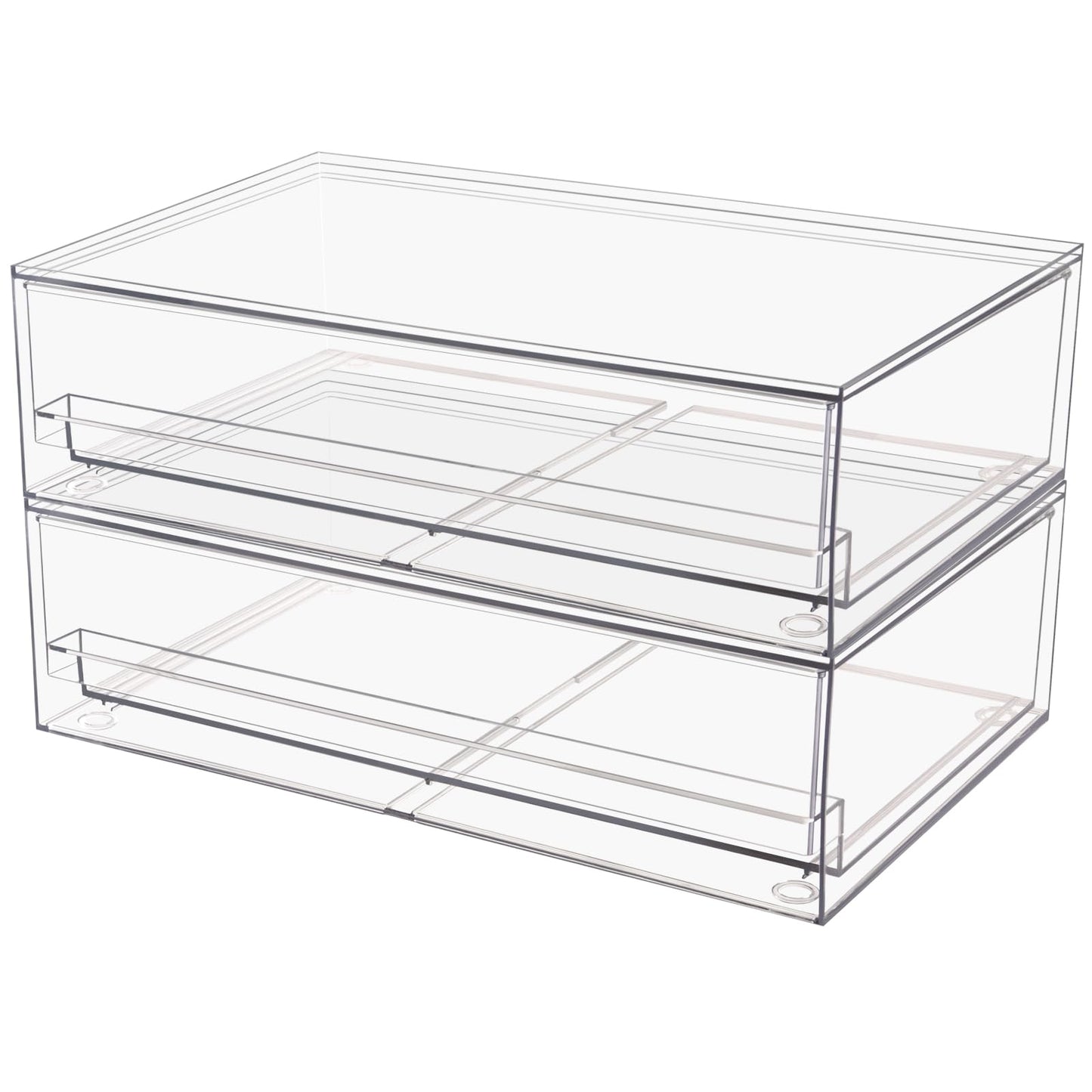 Clear Stackable Storage Drawers,2 Pack Plastic Organizers Bins for Makeup Organizer,Bathroom Makeup Organizer for Palettes,Cosmetic, and Beauty Supplies,Ideal for Vanity, Cabinet,Desk Organization