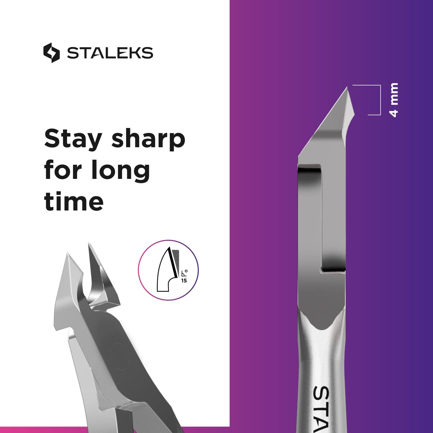 Staleks Pro SMART 10 Cuticle Nippers – 4 mm Blades – Satin Finish – Stainless Steel – Professional Skin Nippers for Classic Manicure & Hardware Use