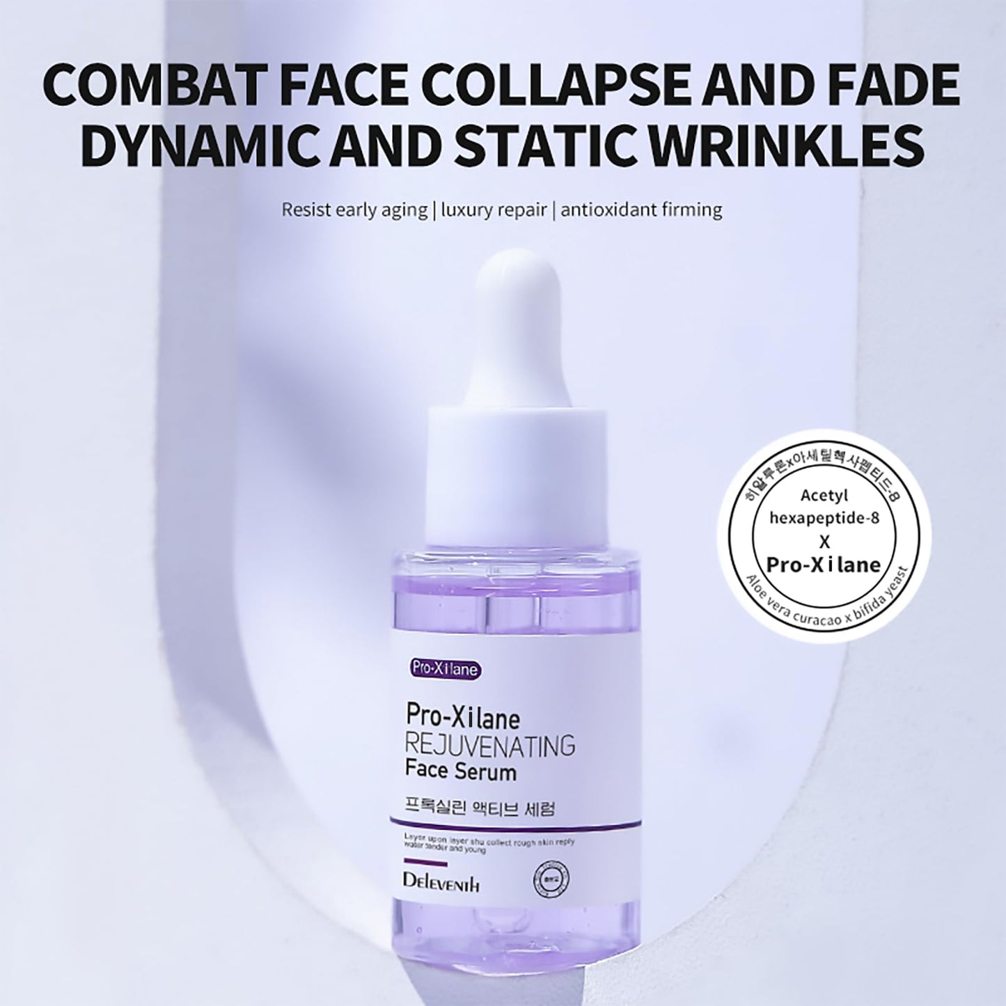 DEleventh Korean Brand Pro-Xilane Face Serum 37ml / Anti-Aging & Anti-Wrinkle, with Bifida Ferment Lysate, Acetyl Hexapeptide-8, and Hyaluronic Acid for a Youthful, Hydrated, and Radiant Complexion