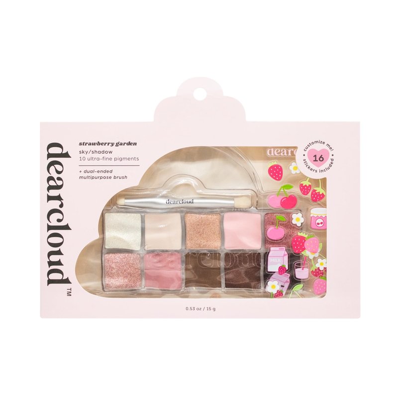 dearcloud Sky/Shadow – Strawberry Garden – eye shadow palette makeup with 10 Ultra-Fine Pigments & Dual-Ended eyeshadow brush (Strawberry Garden)