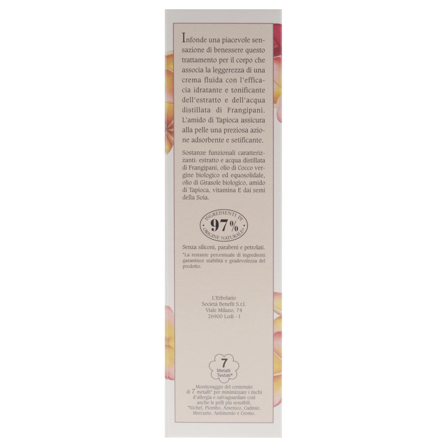 L'Erbolario Perfumed Caress Fluid Body Cream – Moisturizing Body Butter – Fast-Absorbing, Softening Skin Care with Coconut Oil - Frangipani – 5.07 oz