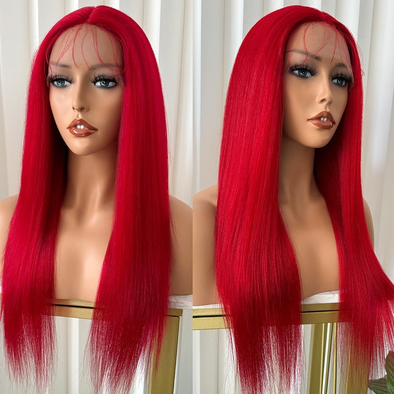 Phyoung Red Hair Lace Front Wigs Long Straight Hair Red Wig Heat Resistant Glueless Synthetic Lace Front Wigs for Women