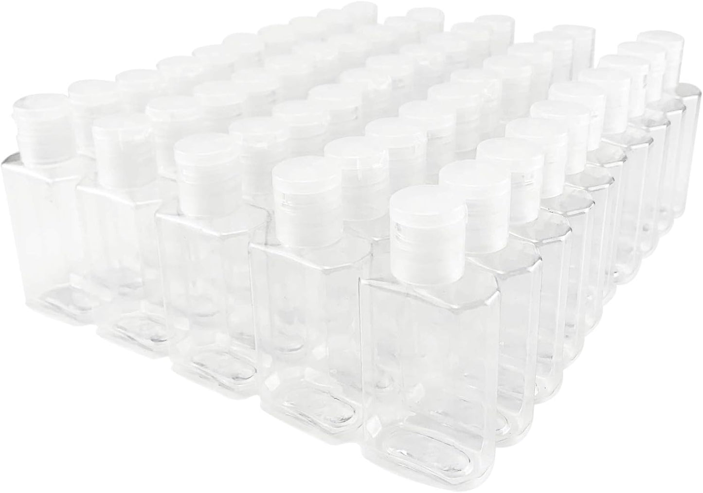 Travel Size Hand Sanitizer Bottles - 2oz Clear Refillable Flip-Top Containers | 50 Pack for Shampoo & More