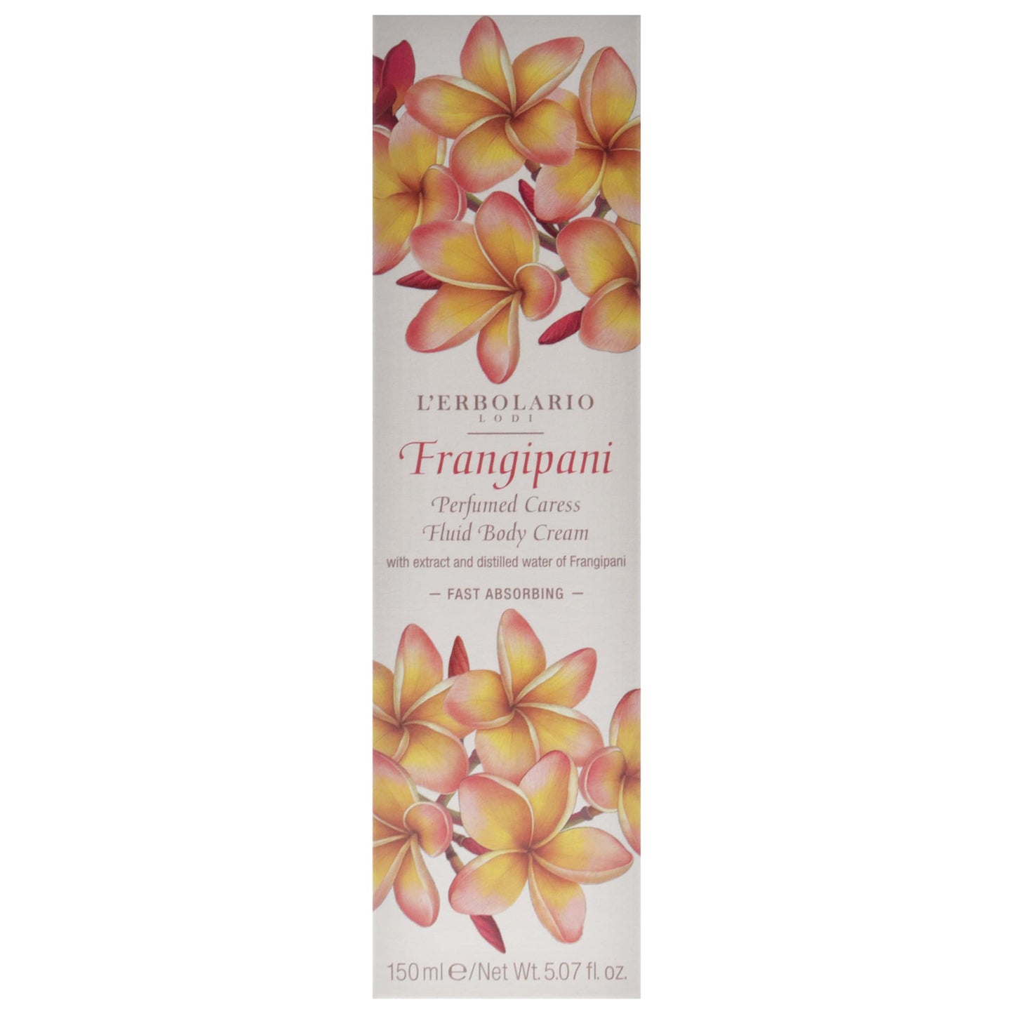 L'Erbolario Perfumed Caress Fluid Body Cream – Moisturizing Body Butter – Fast-Absorbing, Softening Skin Care with Coconut Oil - Frangipani – 5.07 oz