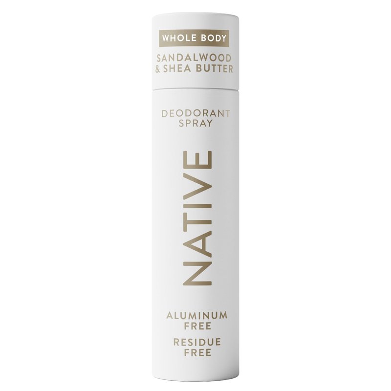 Native Whole Body Deodorant Spray, Sandalwood & Shea Butter Scent, 72 Hour Odor Control for Pits, Privates & More, Aluminum Free, Quick-Drying Deodorant for Men & Women, 3.5 oz