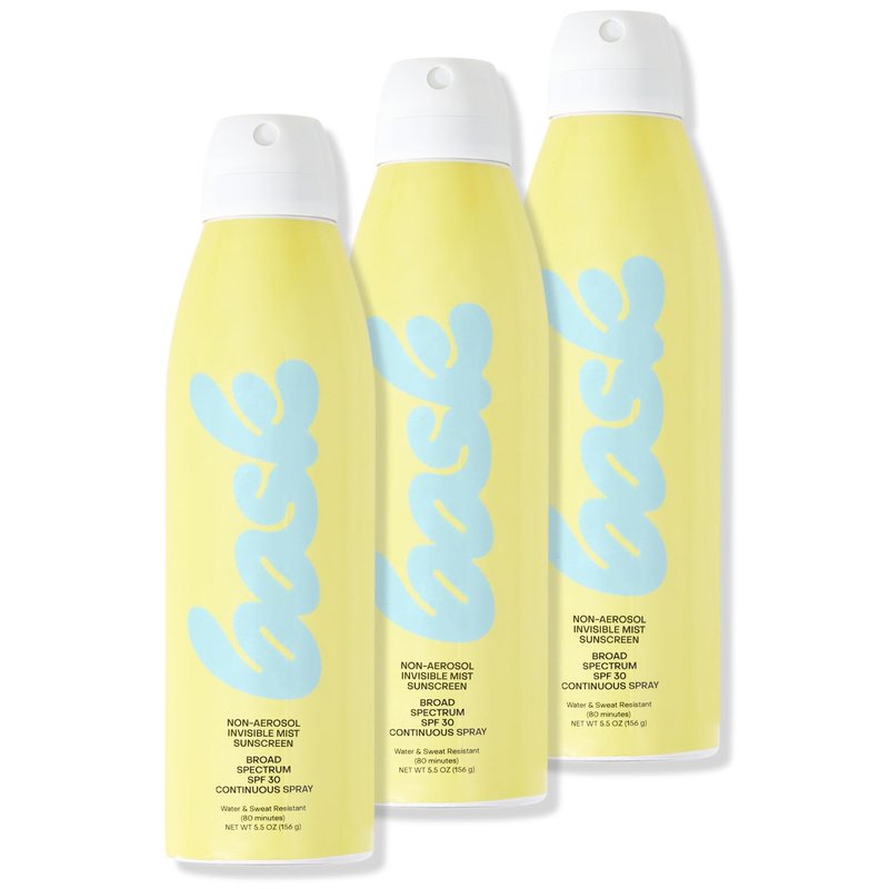 Bask SPF 30 Sunscreen Spray - Non-Aerosol Broad Spectrum UVA/UVB Protection | Moisturizing & Lightweight, 5.5 oz (Pack of 3)