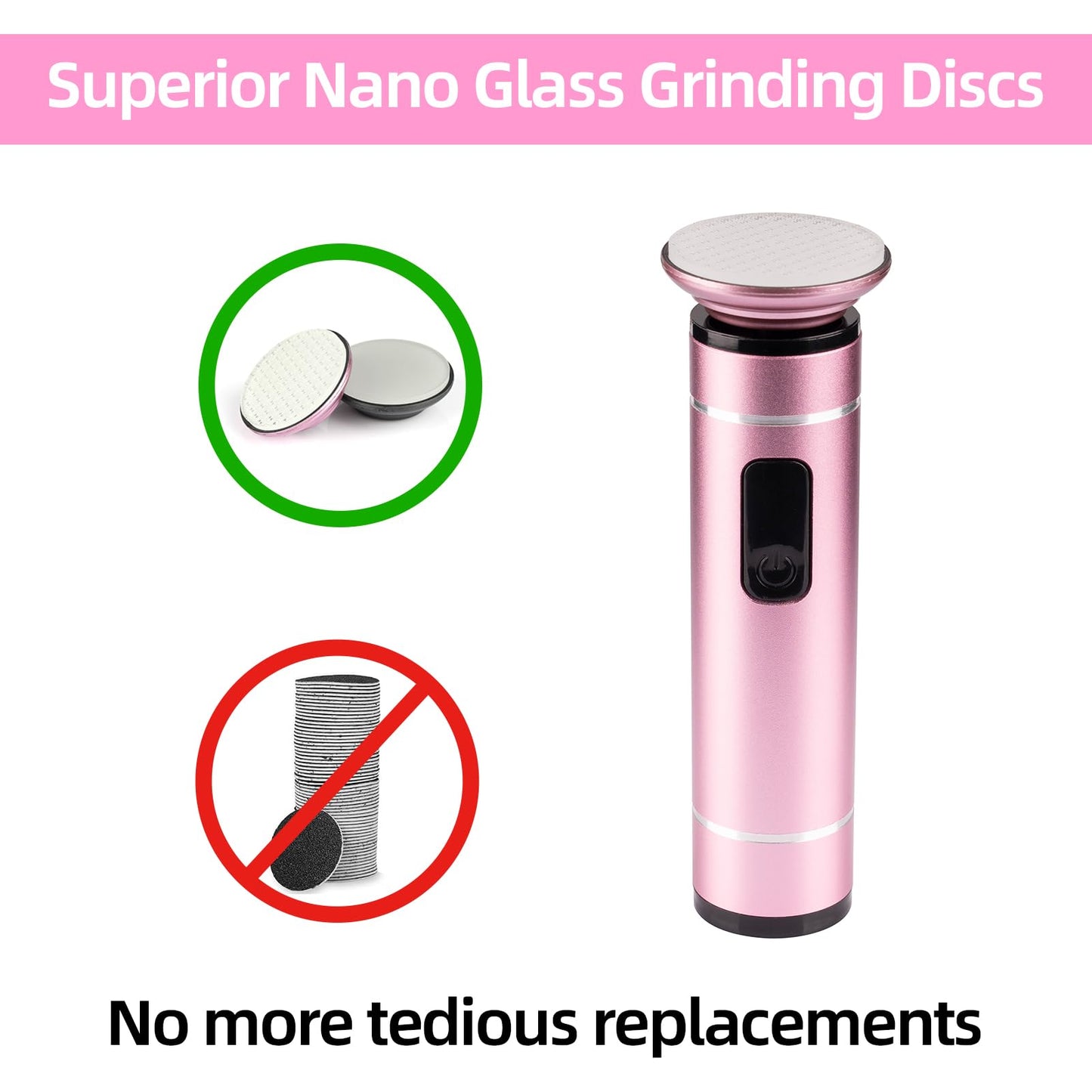 MARSDREAMS Electric Foot Callus Remover, Cordless Rechargeable Adjustable Speed Feet File with Nano Glass Grinding Disc, Wireless Professional Pedicure Tool for Heel Dead Skin and Calluses