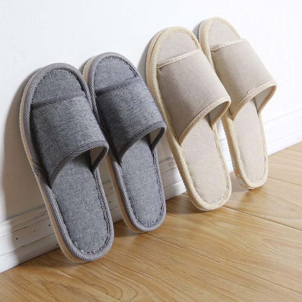 6 Pair of Open Toe Breathable Slippers,Solid Color Casual Slippers,Spa Slippers for Guests, Hotel, Travel, Unisex Universal Size Washable (6 beige medium size)