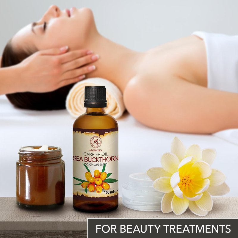Sea Buckthorn Oil 3.4 Fl Oz | Pure Natural Carrier Oil for Hair, Face & Body Care