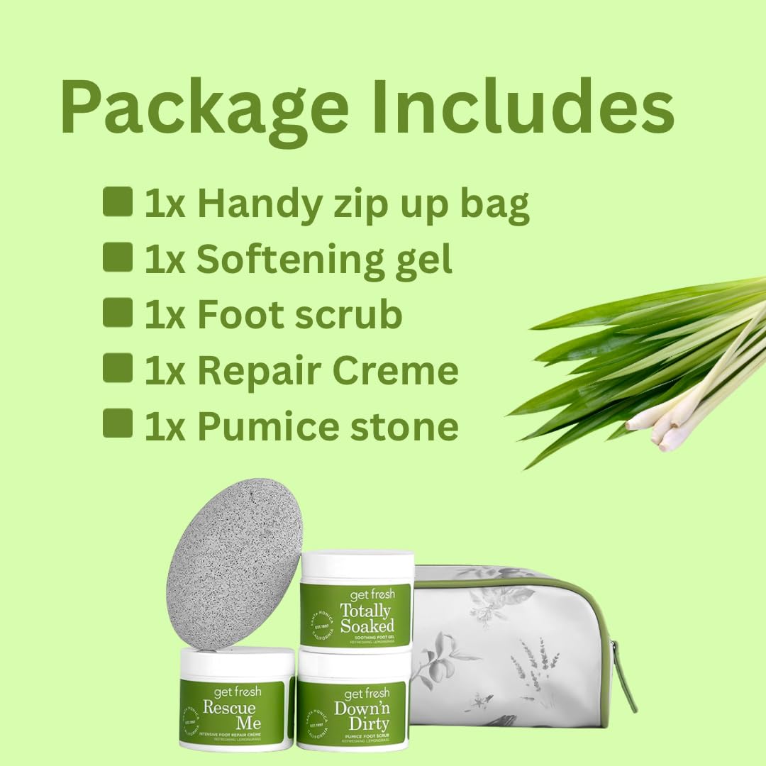 Get Fresh Relief For Tattered Tootsies 3-step at Home Foot Treatment 15.2 x 30.5 x 15.2 cm Feet Care Kit With Lemongrass Scent Includes Scrub For Cracked Heels Callus Remover Cream