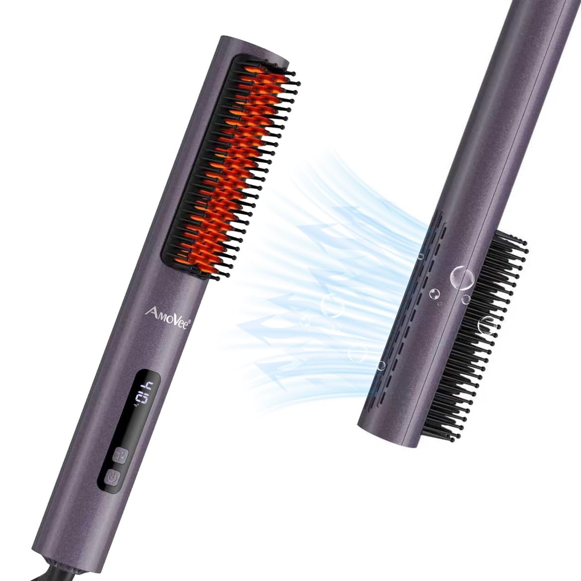 Straightening Brush,Hair Straightener Brush for Women with Negative Ions Cool Air 30S Fast Heating Dual Voltage Flat Iron for Thick Curly Hair