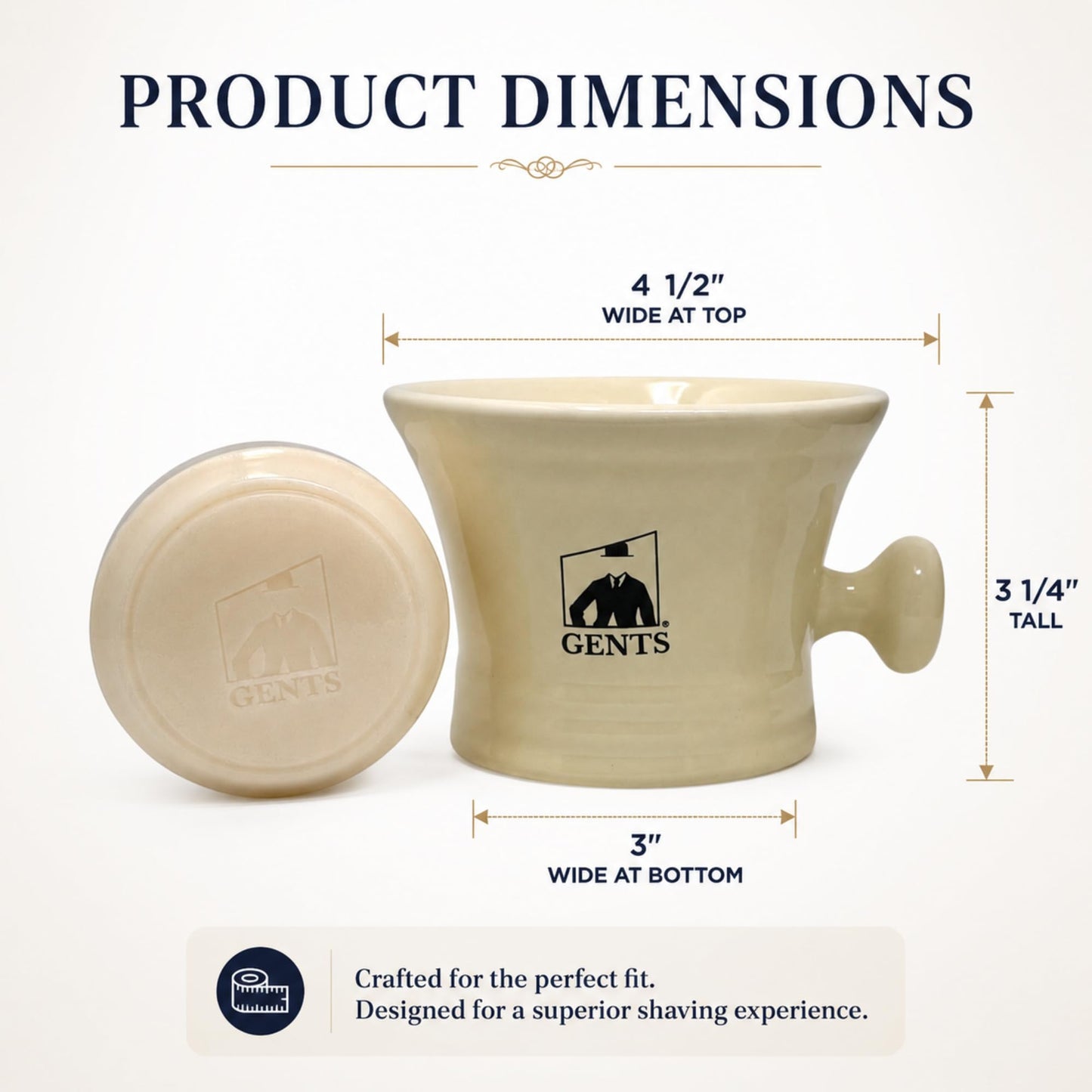 GENTS Heavy Duty Ceramic Shaving Set – Classic Grooming and Beard Shaving Kit for Men, Ceramic Shave Mug, 3 oz Natural Shaving Soap and Shaving Brush