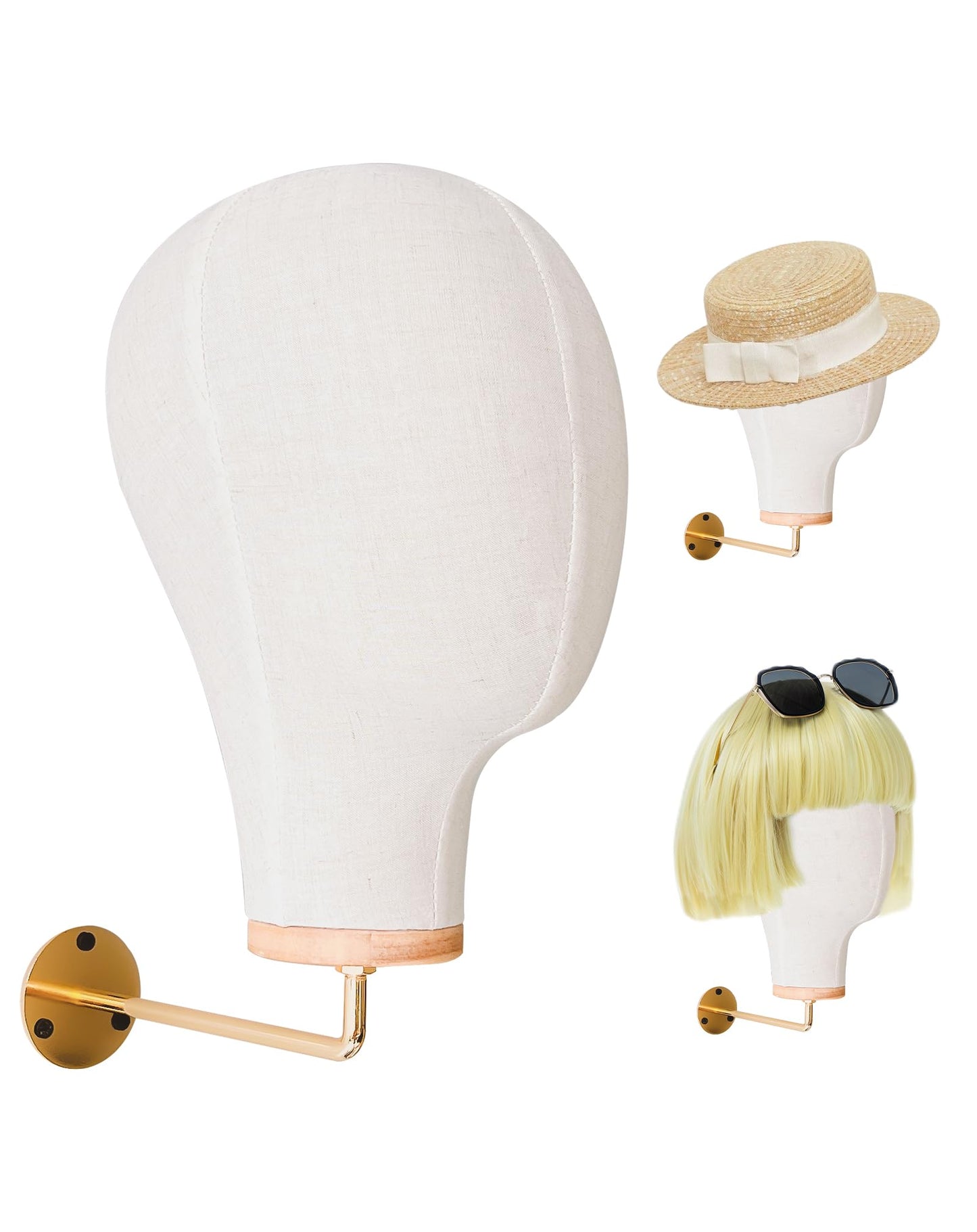 CHADWICK Mannequin Head Wall Mount, Hanging Wig Stand for Wigs, Hats, Lash Mannequin Head, Hat Display Stand, Wig Holder for Multiple Wigs, Wig Storage Hanger, Cowboy Hat Rack (Unpinnable)