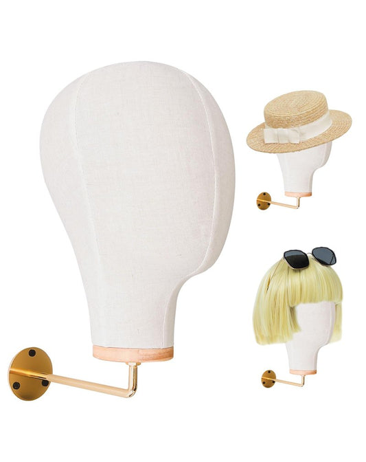 CHADWICK Mannequin Head Wall Mount, Hanging Wig Stand for Wigs, Hats, Lash Mannequin Head, Hat Display Stand, Wig Holder for Multiple Wigs, Wig Storage Hanger, Cowboy Hat Rack (Unpinnable)