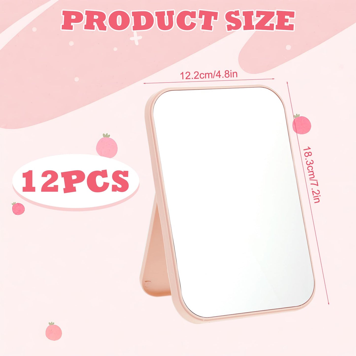 Rainmae 12 Pcs Spa Party Mirrors Spa Party Supplies for Girls, Pink Sleepover Accessory Favors Makeup Mirror for Sleepover Slumber Birthday Favors Gift
