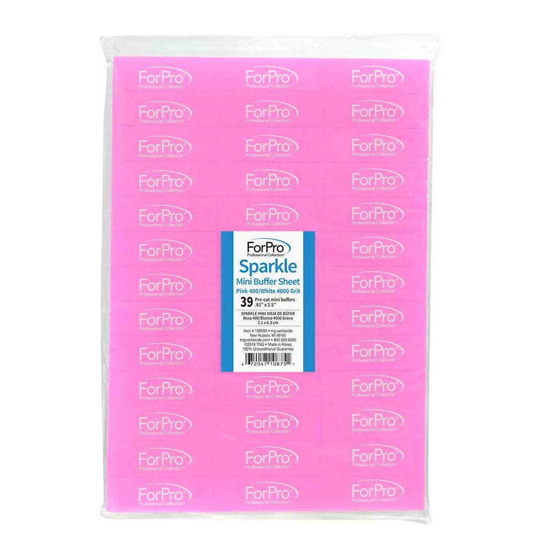 Sparkle Mini Buffer Sheets - Pre-Cut Double-Sided Nail Buffers, 39-Count Pack of 6, 400/4000 Grit, Pink & White