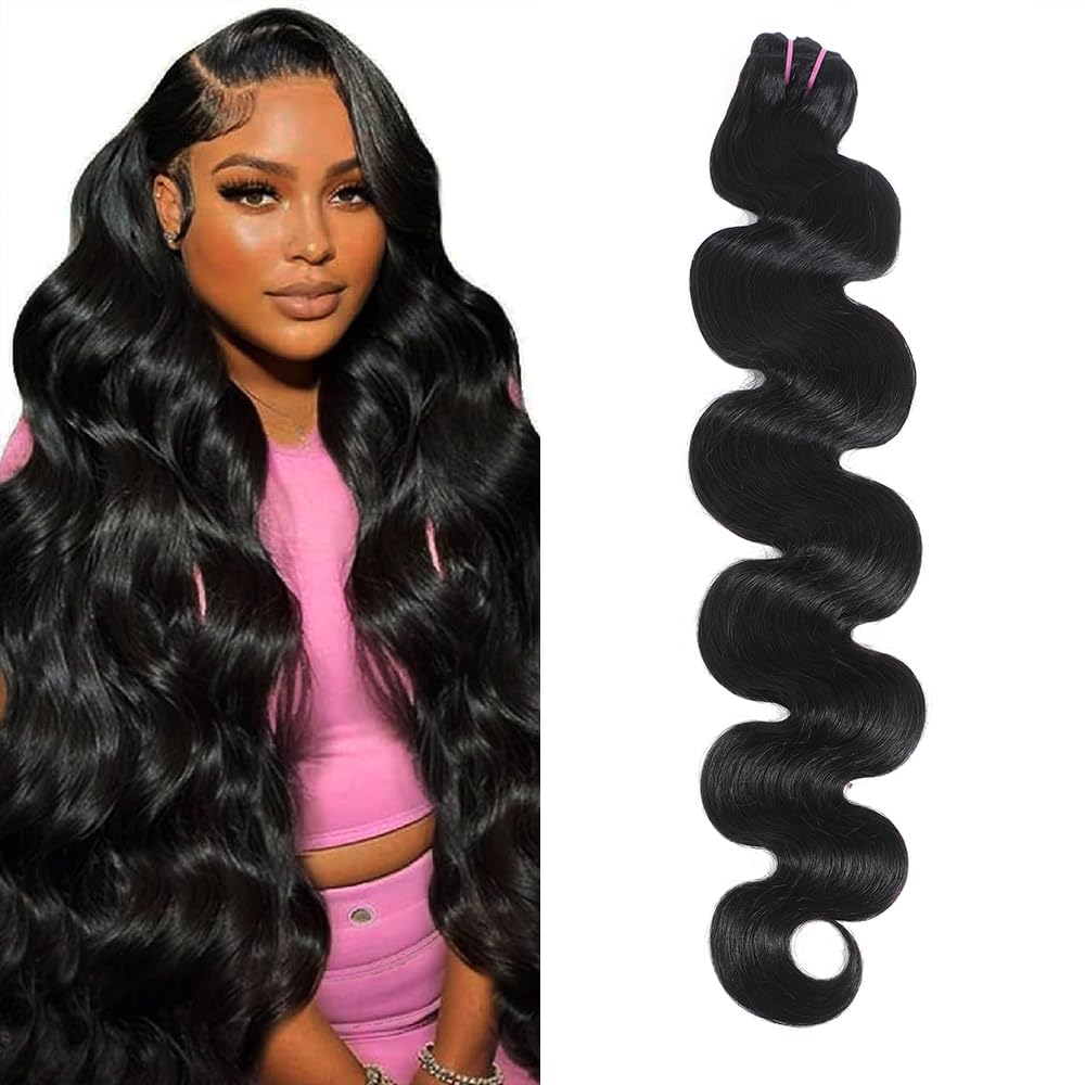 15A Raw Human Hair Bundles Body Wave Human Hair,Triple Lifespan Indian Virgin Hair,No Tangle Shedding,Multiple Washes Keep Texture Silky Soft (1 Bundle Natural Color, 16 Inch)
