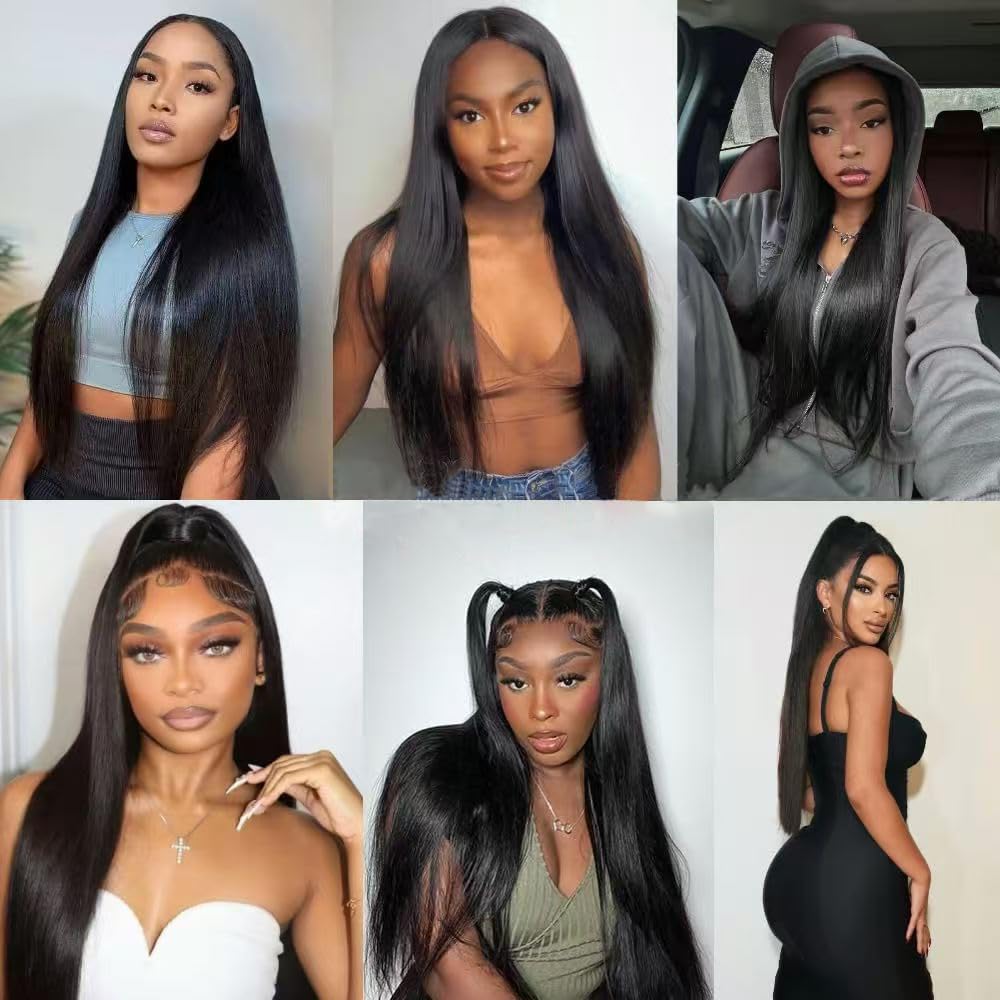 MXMaoYiCTR Human Hair Bundles,Straight Bundles Human Hair, 10 12 14 Inch 12A Grade Quick Weave Brazilian Straight 100% Unprocessed Virgin Hair Extensions Soft Double Weft Wave Natural Black.