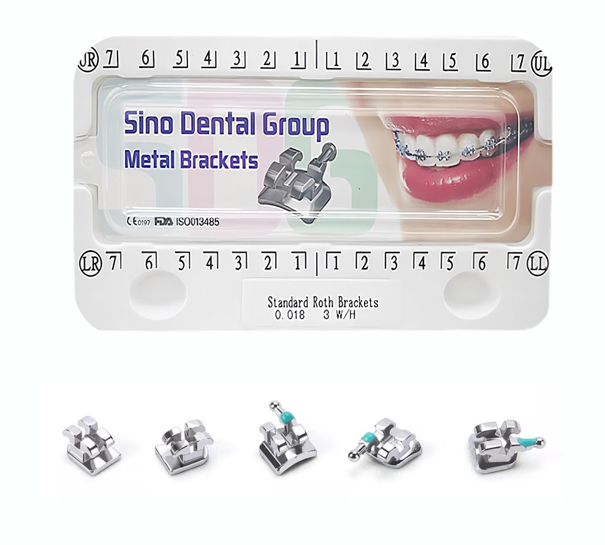 Braces Kit - 200pcs/Box Bondable Metal Brackets For Teeth 0.022 Slot With 3 Hook (Standard MBT)