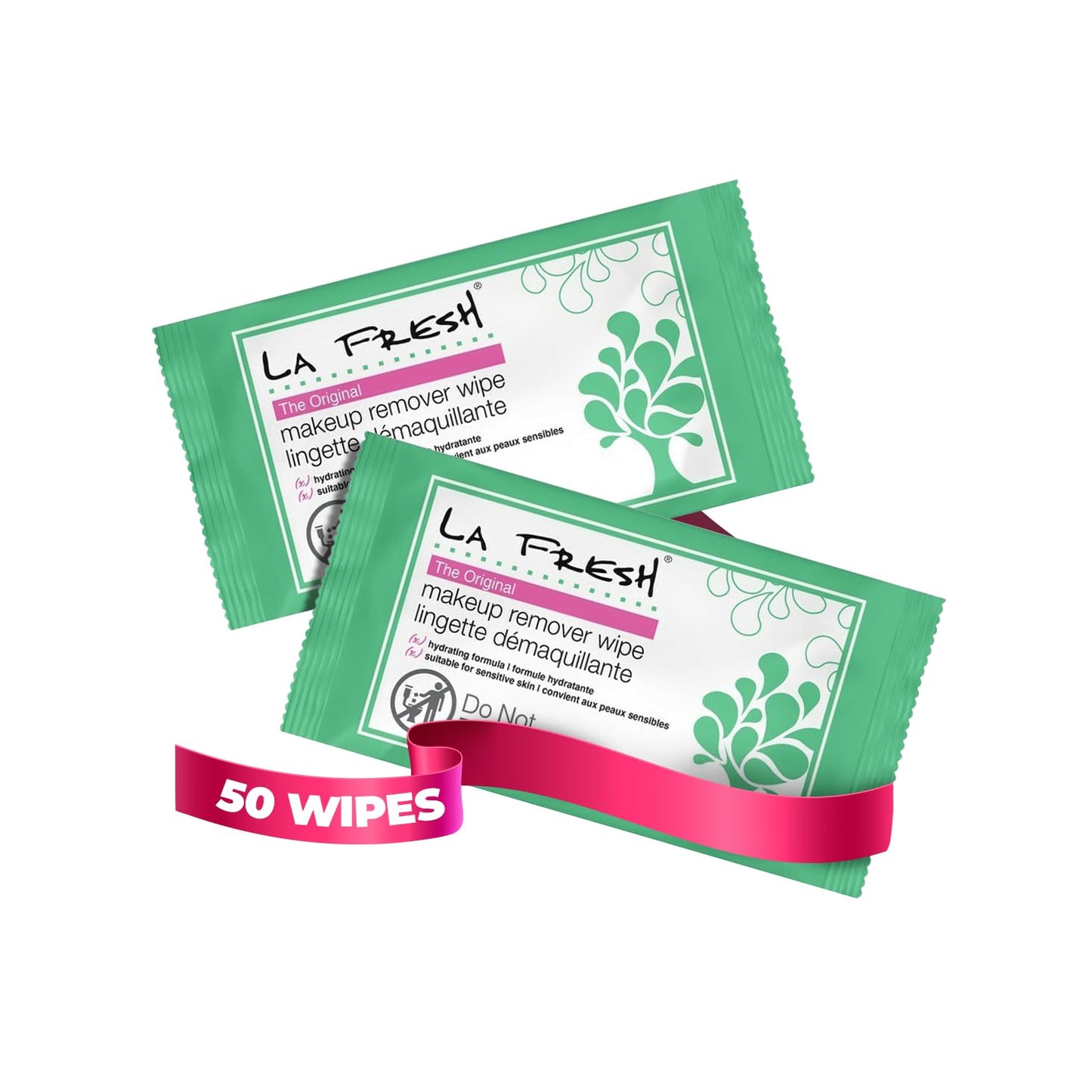 LA Fresh Makeup Remover Wipes with Vitamin E - 50 Ct TSA Travel Essential