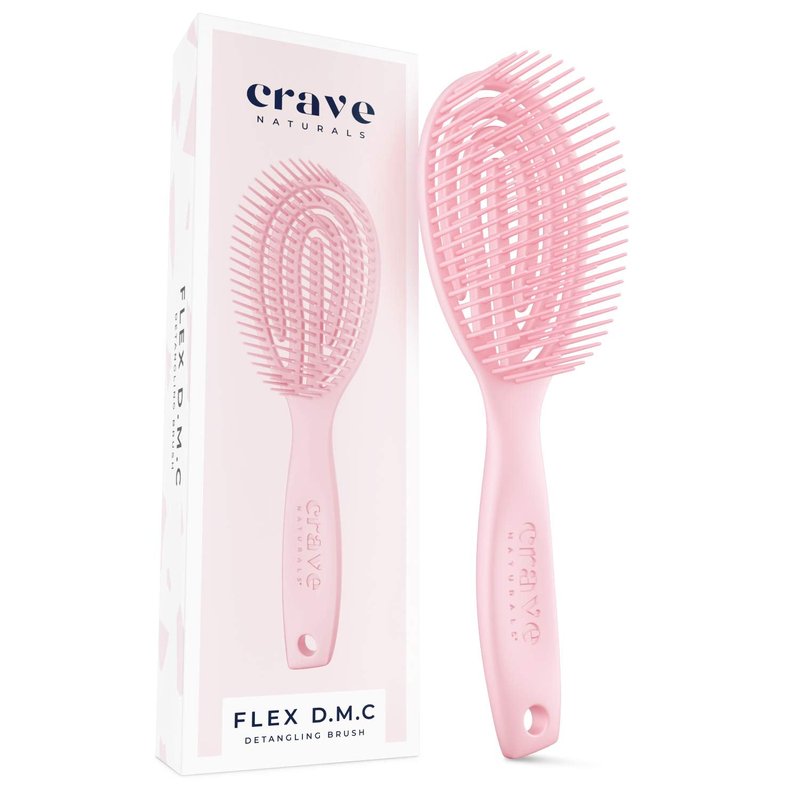 FLEX DMC Detangling Brush - Ideal for Curly, Frizzy, Thick Hair | Flexible Plastic Design, Round Shape