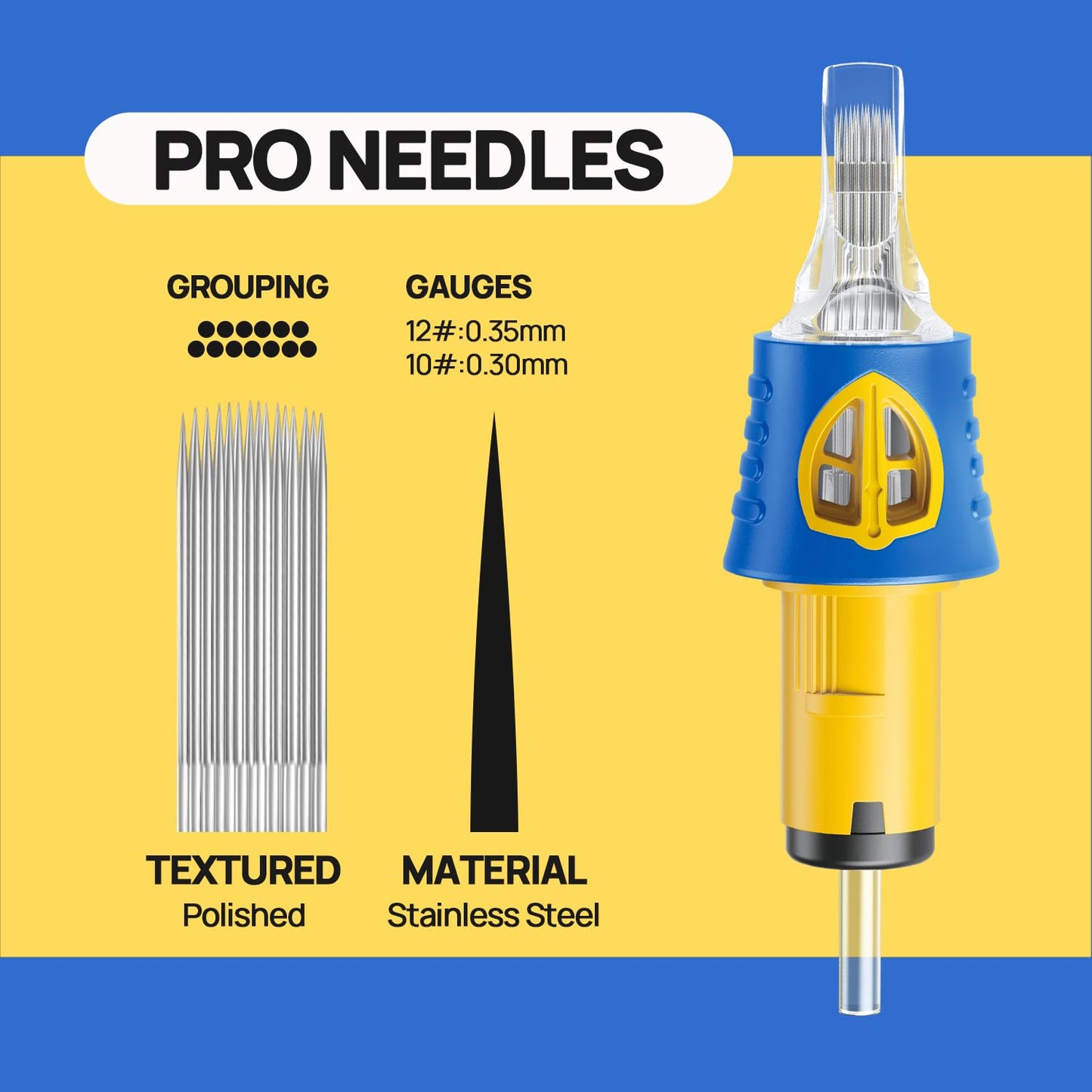 Tattoo Needles 50pcs - Assorted Silicone Finger Ledge Cartridge #12 Standard 3RL 5RL 7RL 9RL 11RL Round Liner for Tattoo Pen Supplies