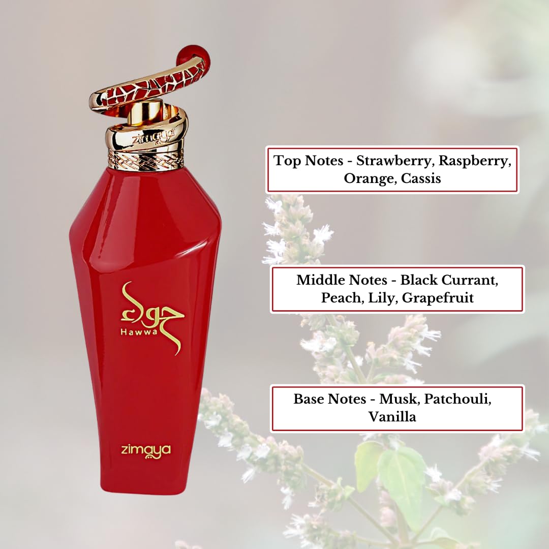 Zimaya Hawwa Red Pour Femme Eau De Parfum, 3.4 Fl. Oz
