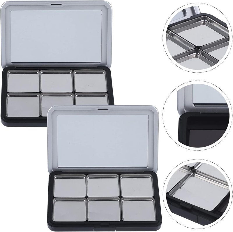 Minkissy Empty Eyeshadow Palette - Magnetic Makeup Organizer with Mirror | Refillable for Eyeshadow & Lipstick, 2PCS
